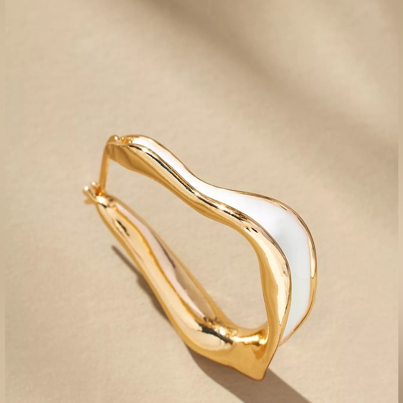 NWT Enamel Inlay Hoop Earrings by Anthropologie - Picture 3 of 4
